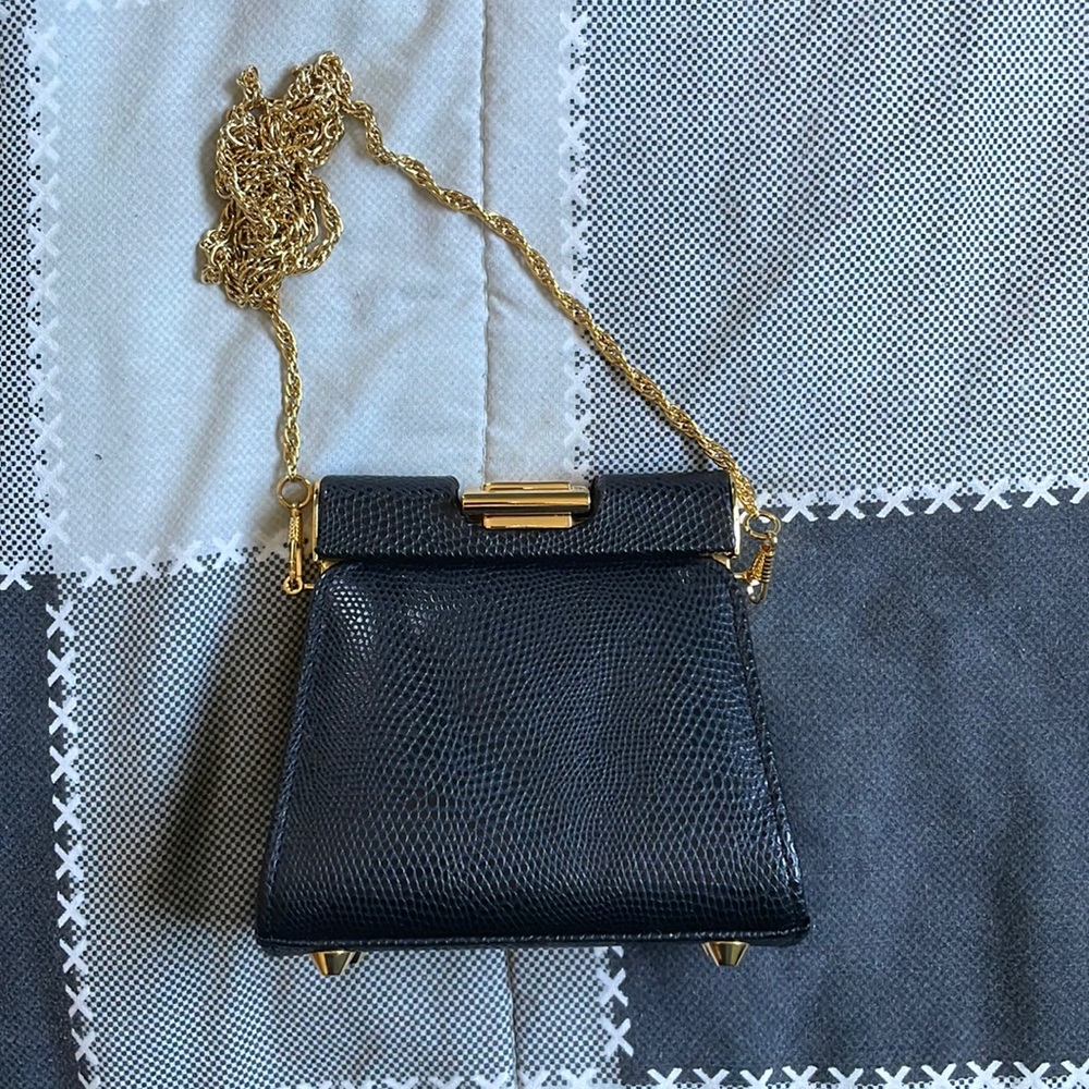 Real Black Leather Vintage Y&S Crossbody Bag